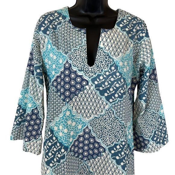 Irving & Fine for Lucky Brand Patchwork Balloon Sleeve Kaftan Dress - Picture 2 of 12